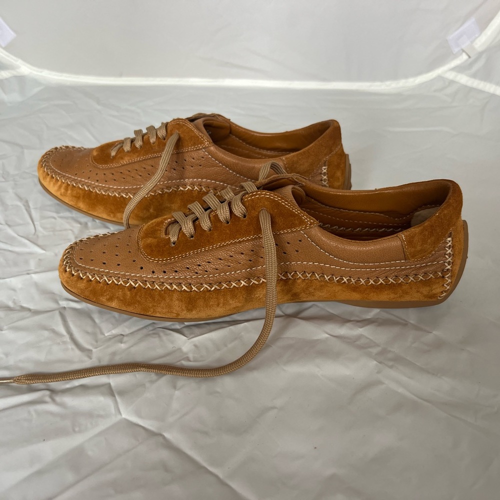 Salvatore Ferragamo Sannina Cannella Kid Cannella Suede Kid Vintage